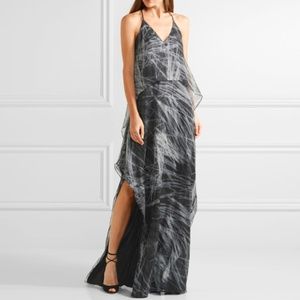 Halston Heritage Metallic Printed Silk-Blend Gown